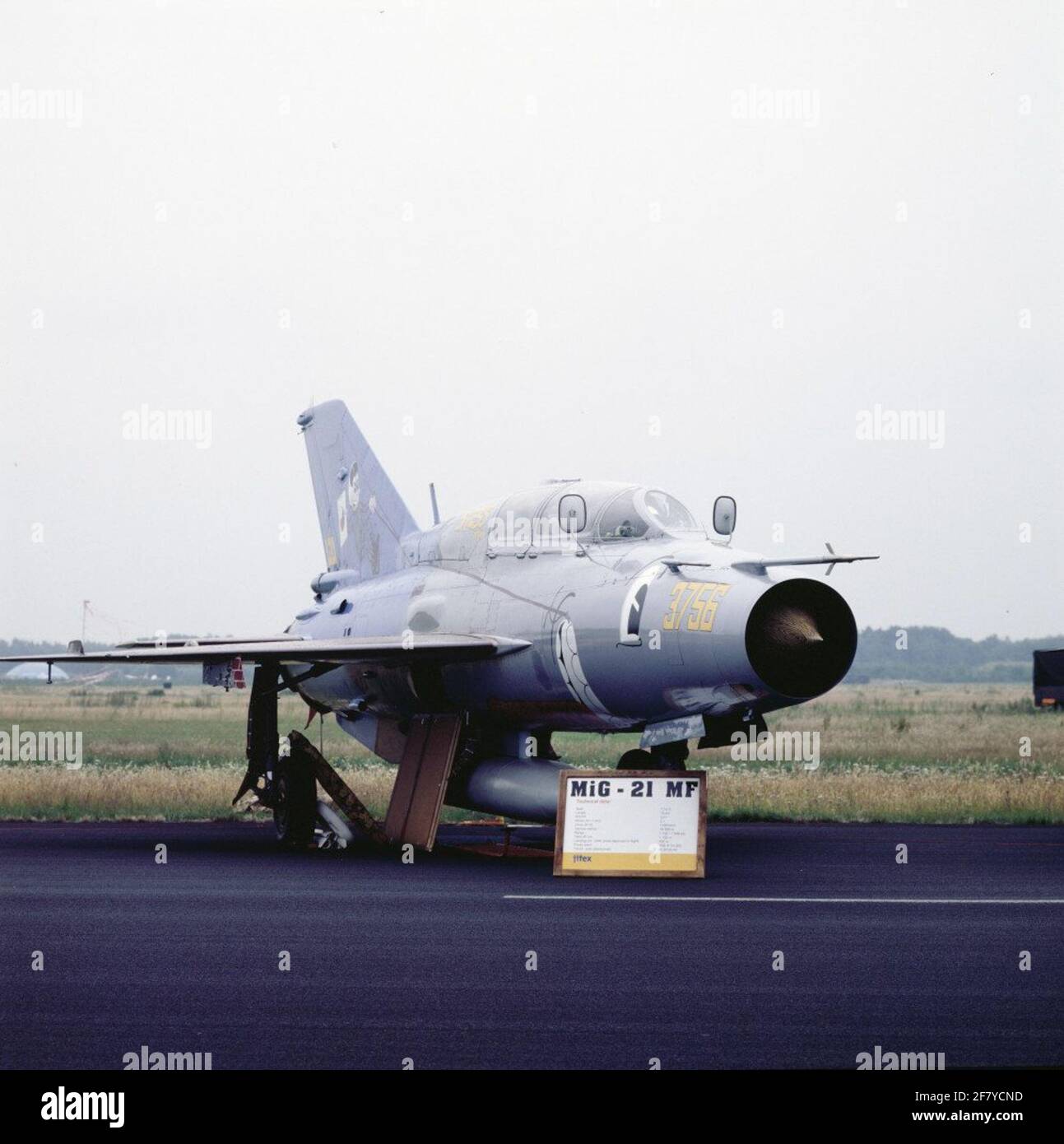 MIG-21UM 3756 of the Czech Air Force on the Static Show of the Open Day at the Twenthe airbase on July 6, 1996. Stock Photo