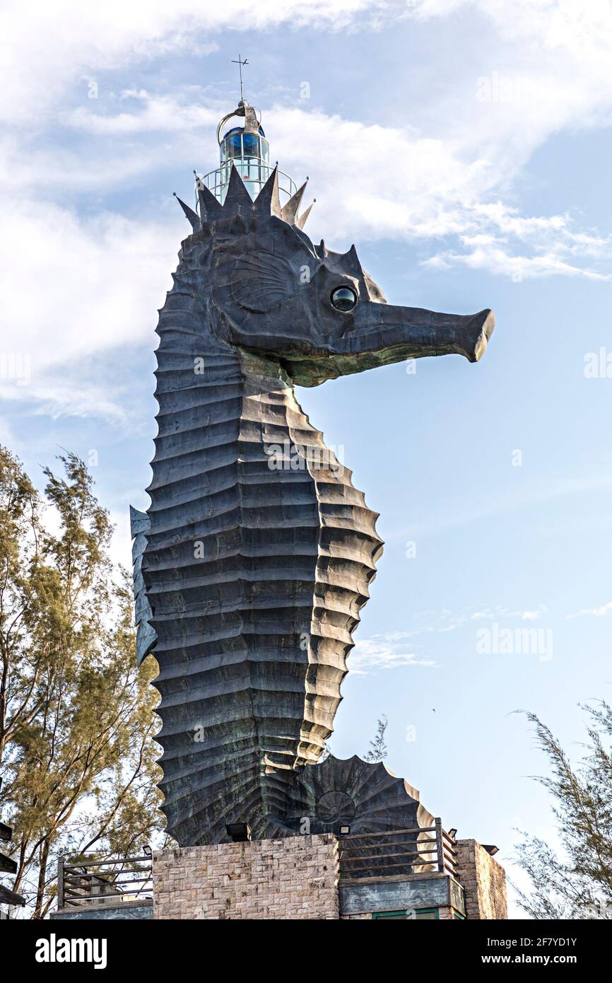 Lighthouse in shape of sea horse, Miri, Malaysia Stock Photo