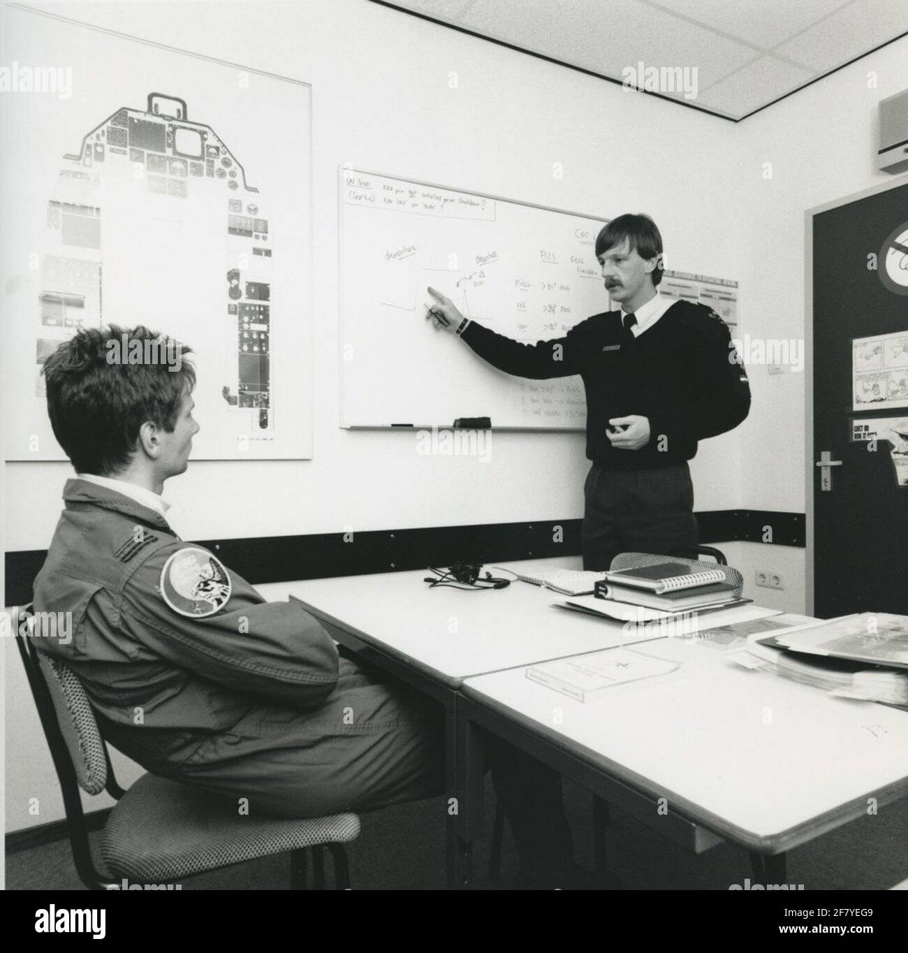 A captain instructor of the Royal Netherlands Air Force teaches a ...