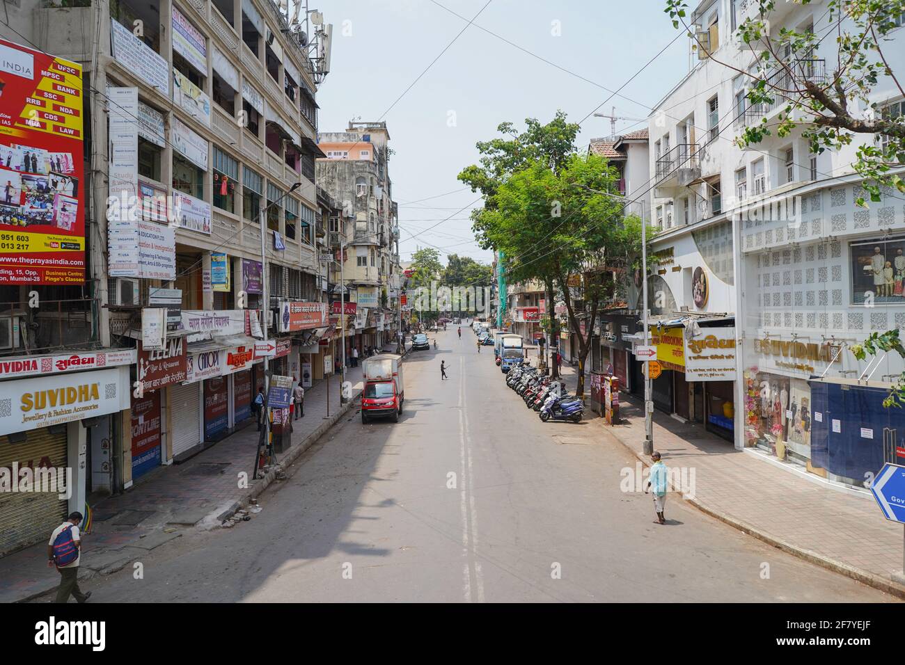 Closed shops in Kalbadevi Market Mumbai during a lock down Mumbai - India 04 10 2021 Stock Photo