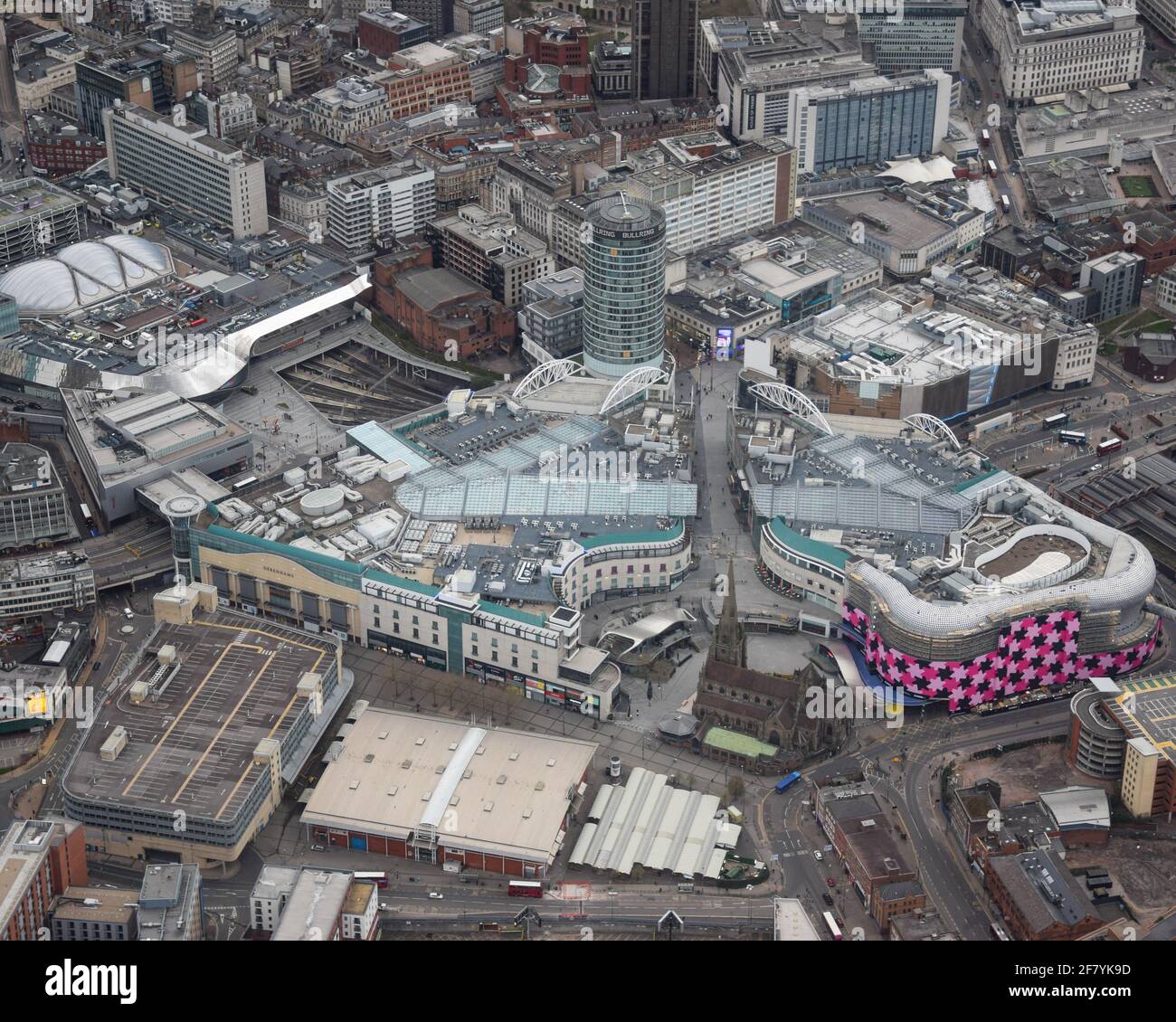 Birmingham City Centre as seen from the Air. Stock Photo