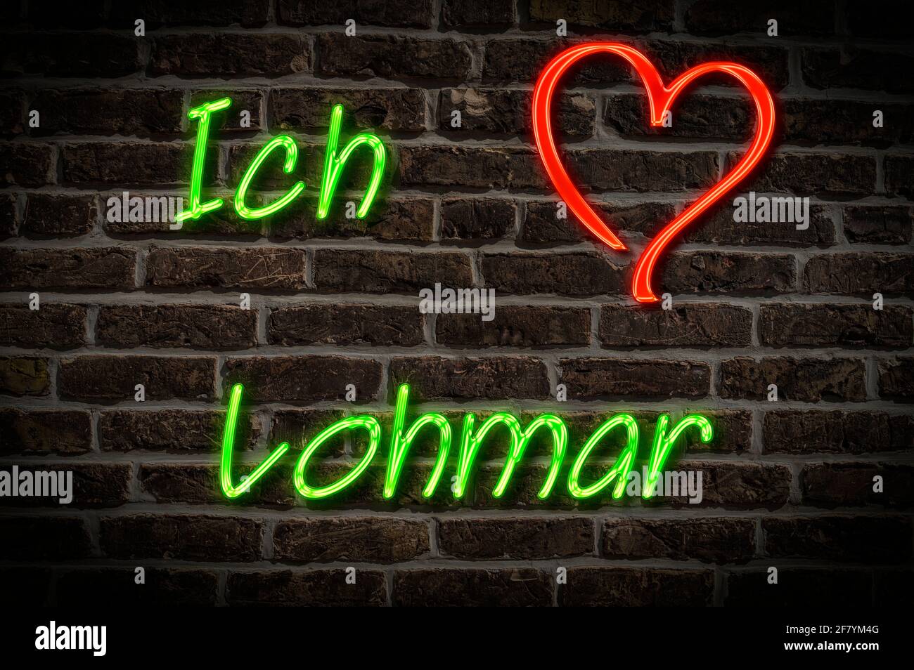 Leuchtreklame Ich Liebe Lohmar Nordrhein Westfalen Deutschland Europa Illuminated
