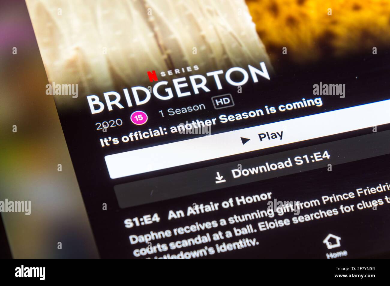 Bridgerton Netflix series new season coming information on Netflix platform Stock Photo