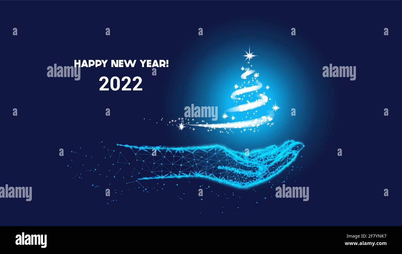 Bethlehem Christmas 2022 Happy New Year 2022. Blue Christmas Background. Christ's Birth. Star Of  Bethlehem, Snowstorm In The Shape Of A Christmas Tree In A Polygonal Hand  Stock Vector Image & Art - Alamy