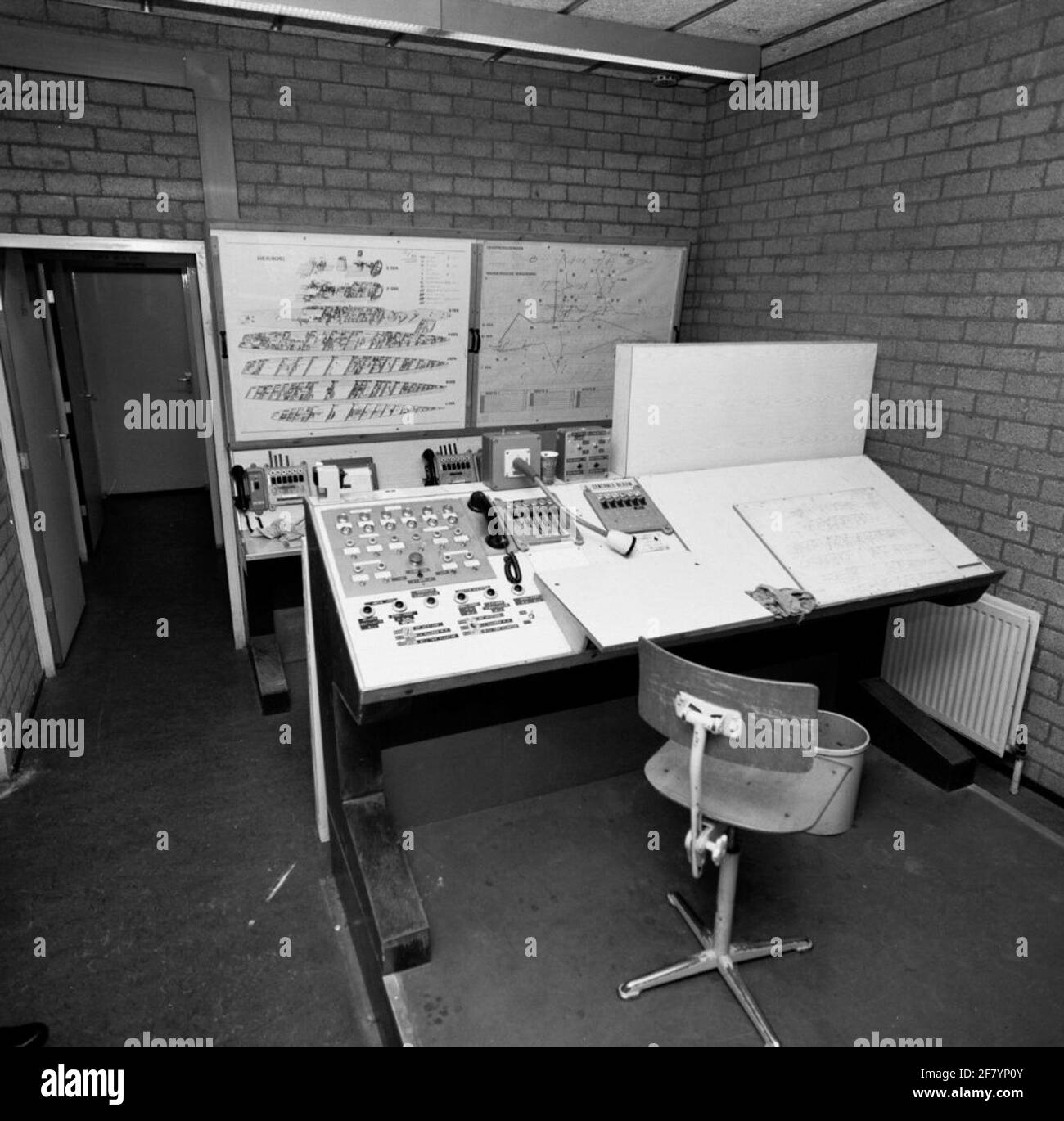 Procedure Trainer of the NBCD school. The Van Leijk class procedure trainer, where the NBCD teams from the NBCD central, technical control panel and the section tests were practiced. The deported arrangement is from the trainer's staff. Important with these training sessions were following the correct procedure (s) and the use of clear, clear communication. Stock Photo
