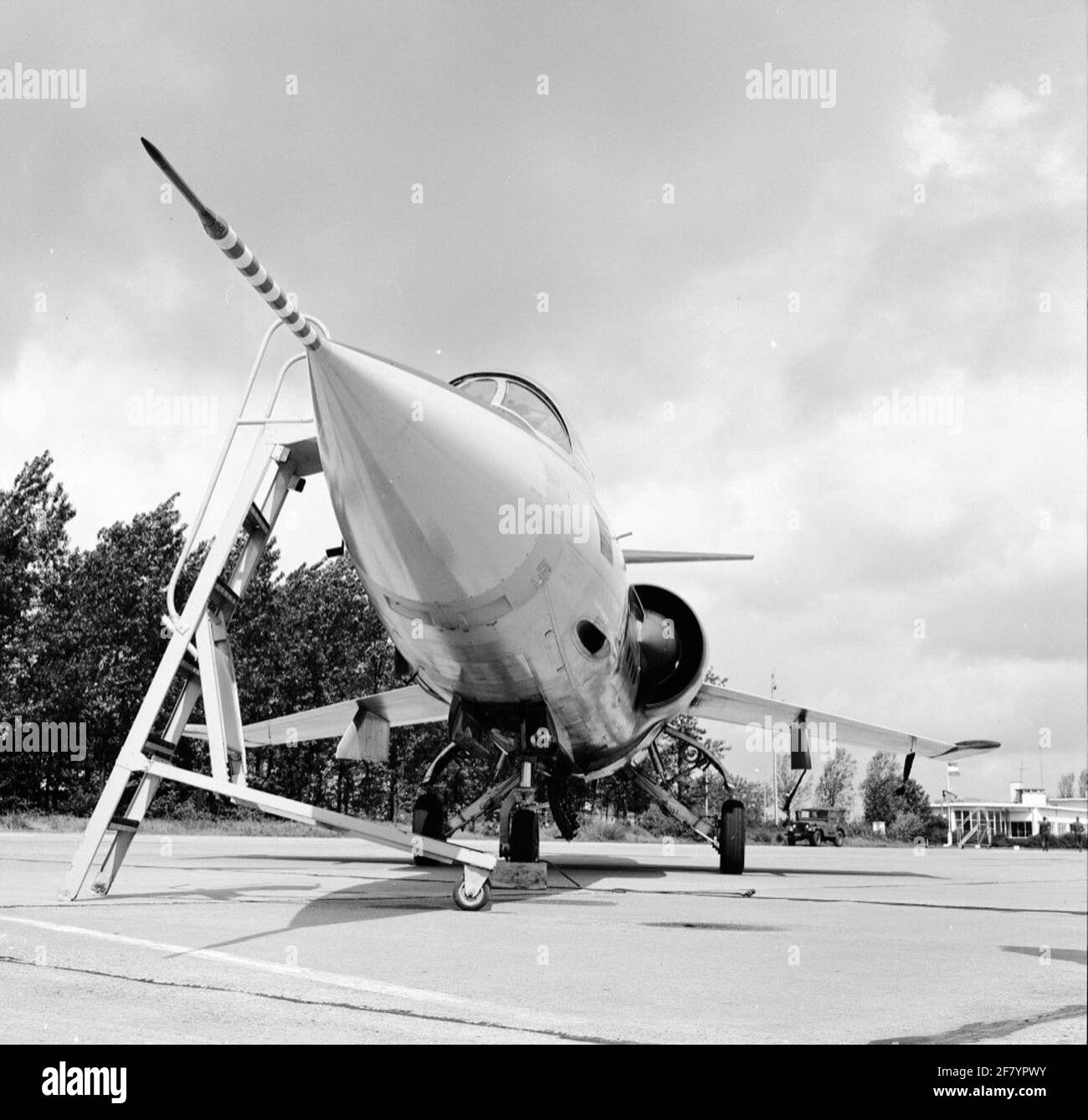 Front view of a Lockheed F-104G Starfighter at the Ypenburg airbase. Stock Photo