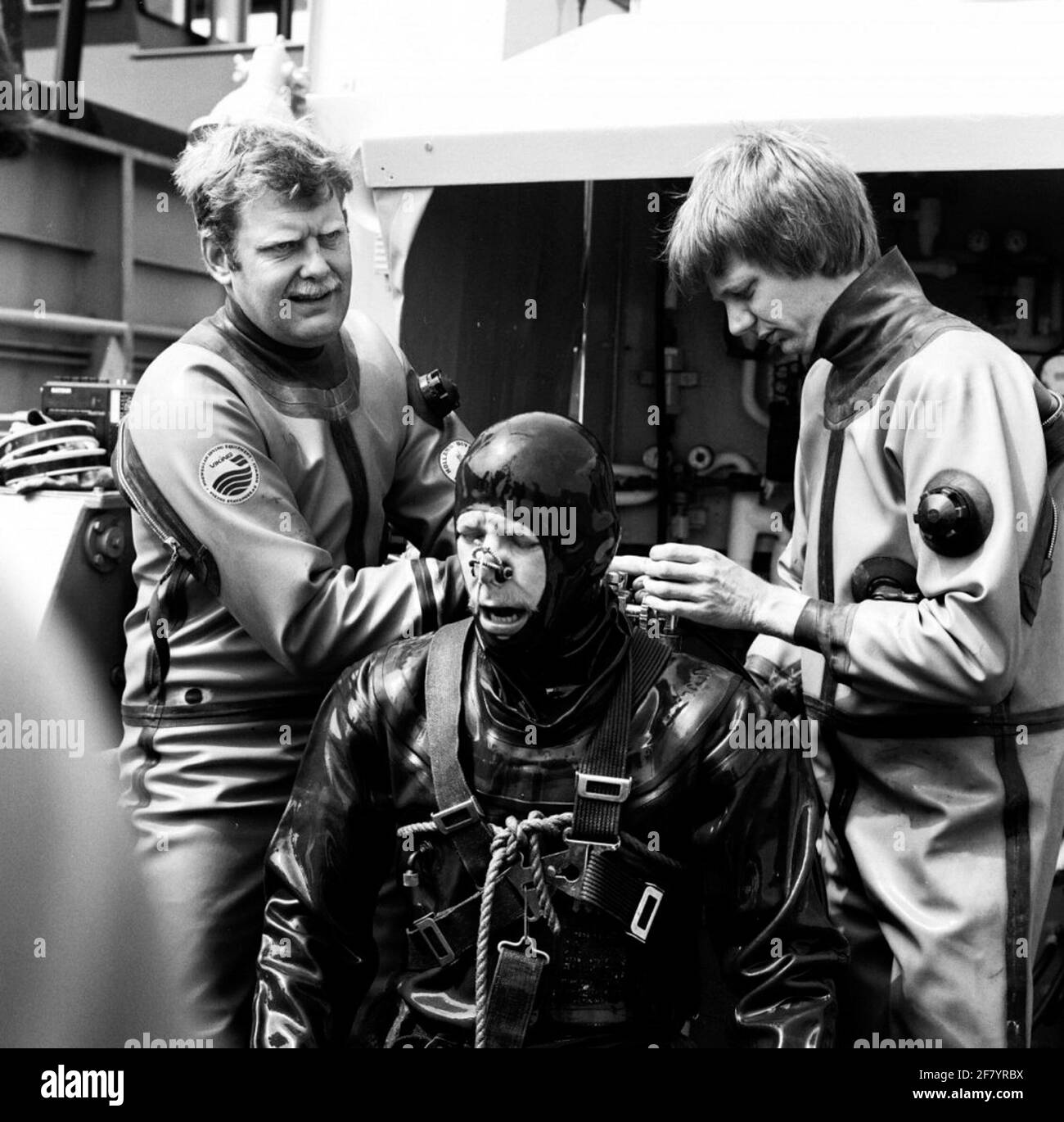Diver aboard diving vessel Nautilus Stock Photo Alamy