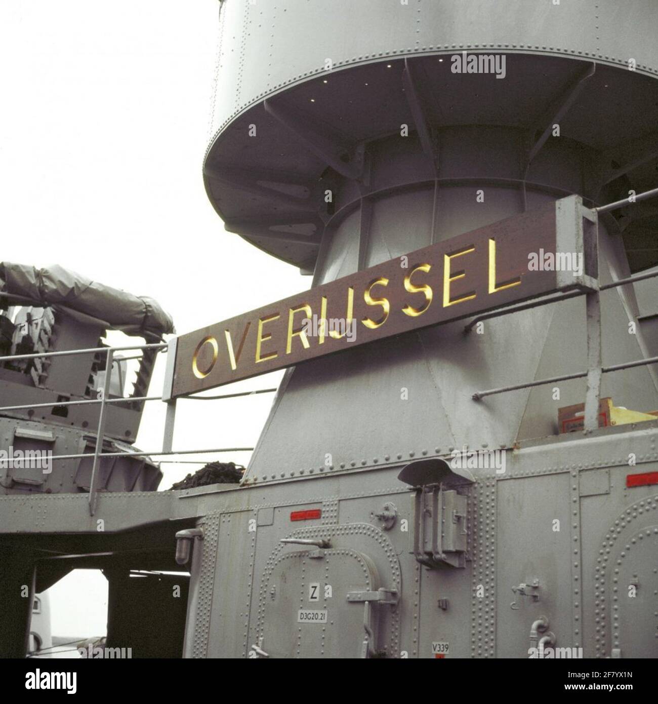 Submarine hunter nameplate Hr.Ms. Overijssel (1957-1982) Stock Photo