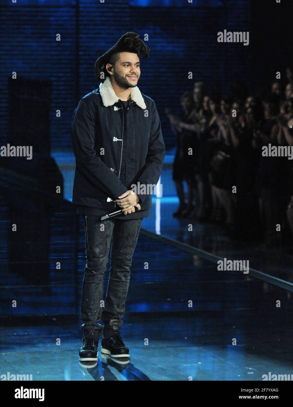 The Weeknd on the runway during the 2015 Victoria's Secret Fashion Show, held at the Lexington Avenue Armory, Tuesday, November 10, 2015 in New York City. Photo by Jennifer Graylock-Graylock.com 917-519-7666 Stock Photo