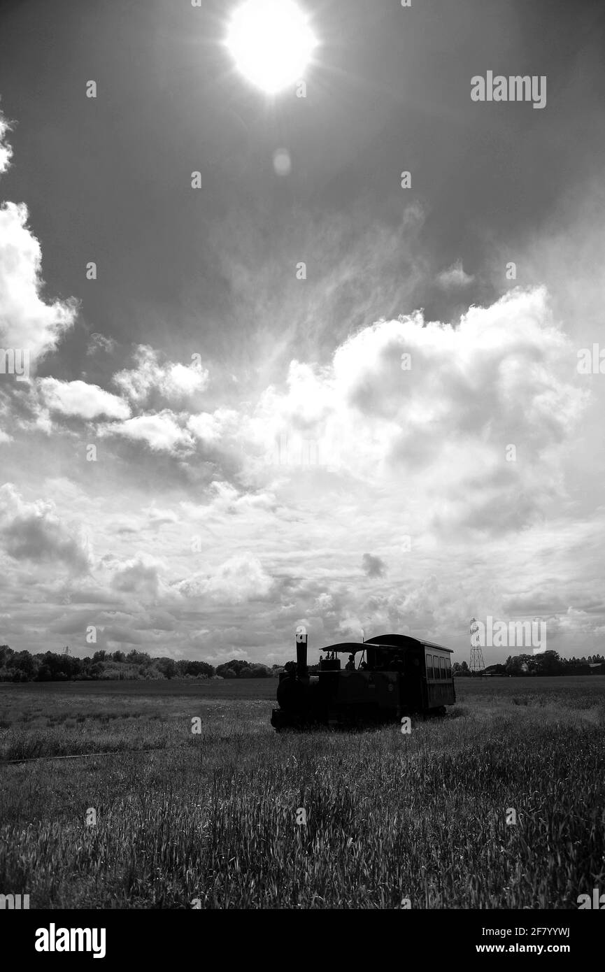 'SBR No. 9' leads its train around the balloon loop with 'Saccharine' at the rear. Stock Photo