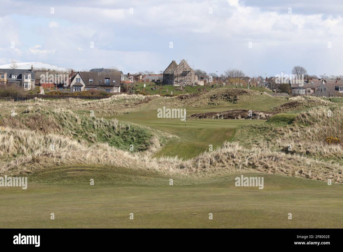 Scotland, Ayrshire, Prestwick, 09 April 2021 .  Prestwick Old Course where the first Open Golf Championship was held in October 17, 1860 Stock Photo