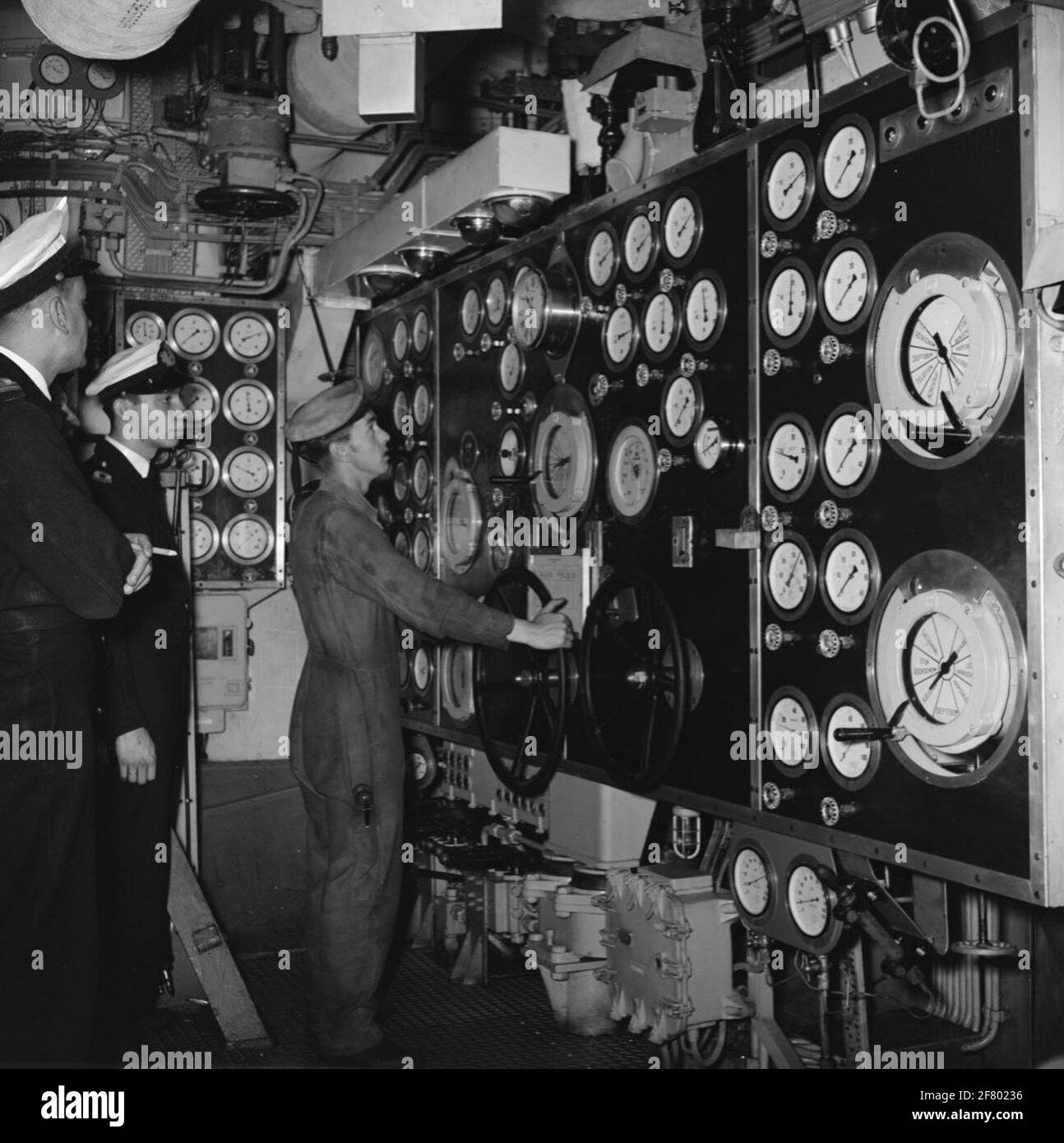 Work (drivers in the engine room) of crew members recorded while making ...