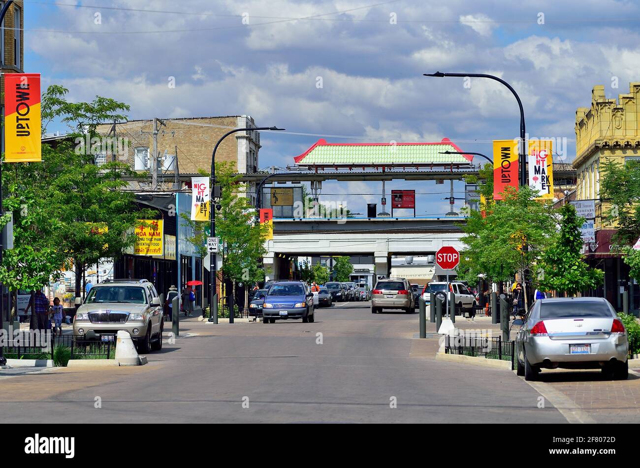 Chicago, Illinois, USA. Argyle Street in the Uptown neighborhood on