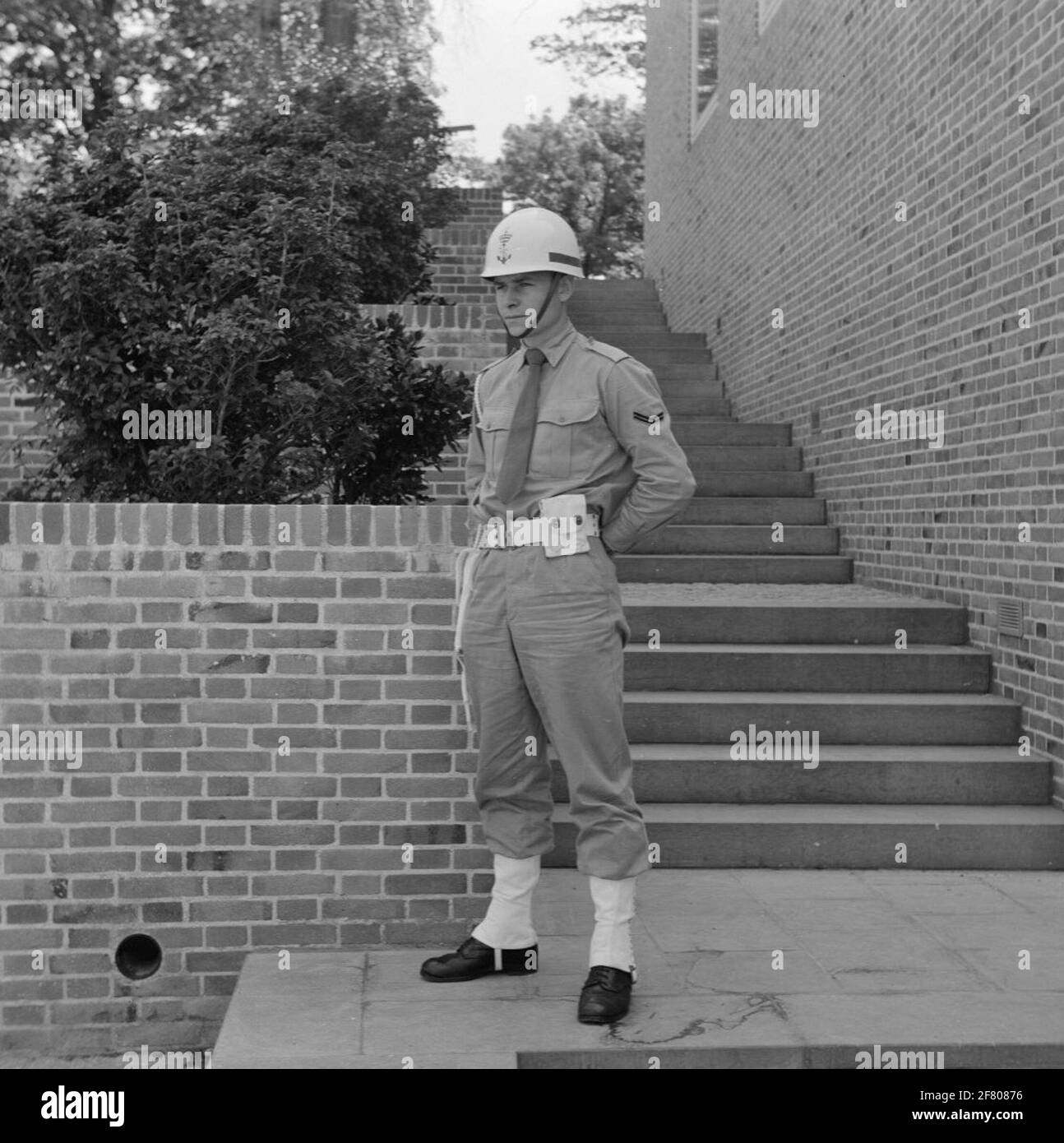 A Dutch Marine of the 1st Class (Marn 1) on guard at the Dutch embassy in Washington D.C. Stock Photo