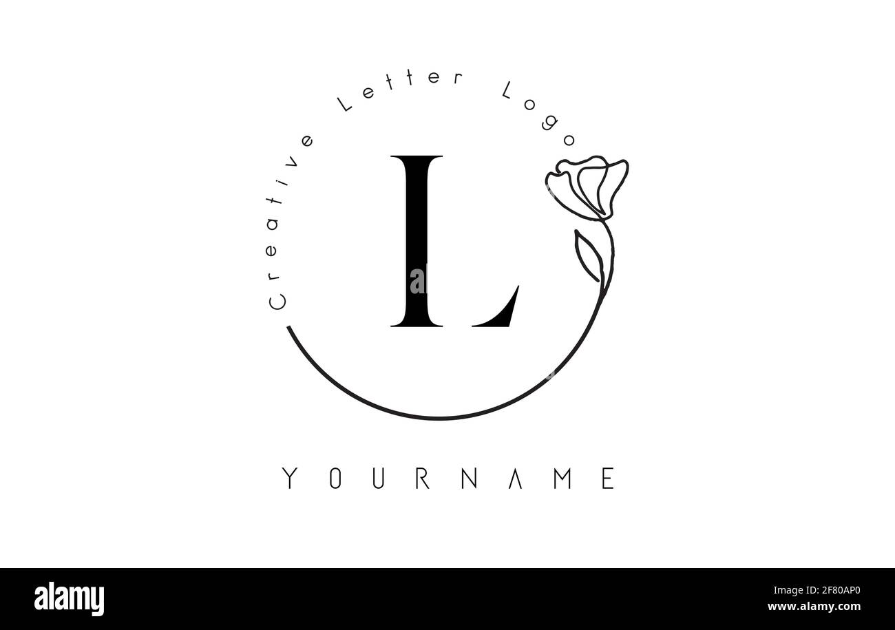 Creative initial letter L logo with lettering circle hand drawn
