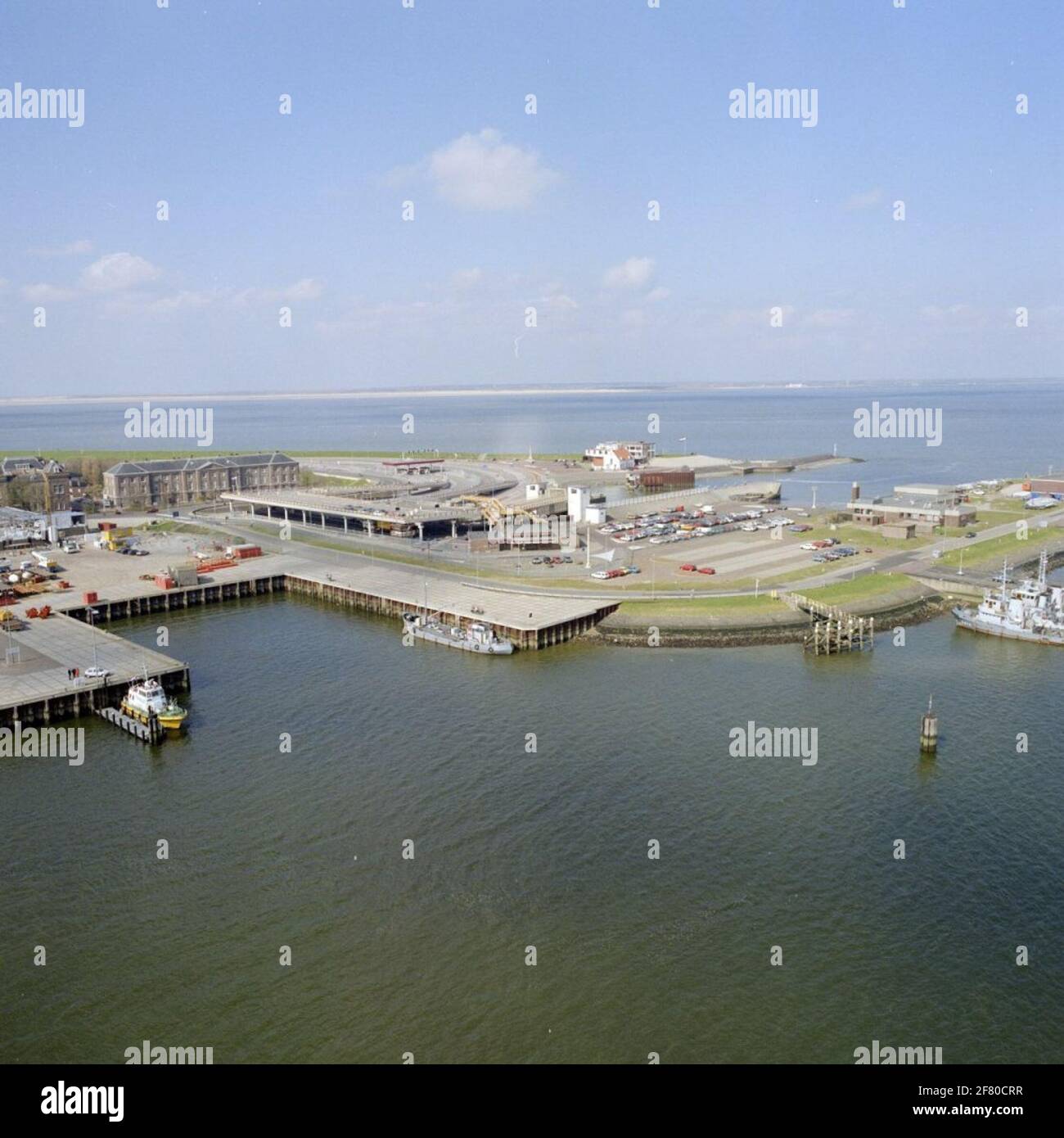 Aerial recording of part of the port of Den Helder (March 1990) with
