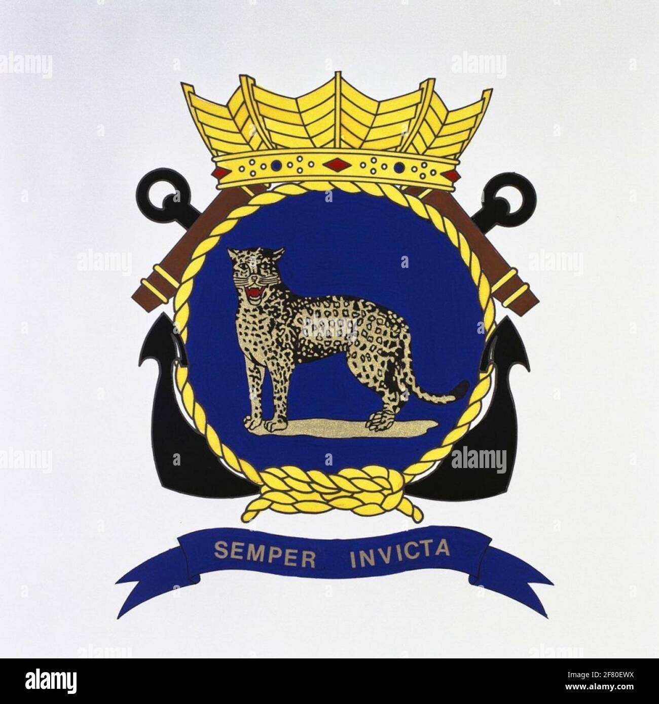 Panther. Emblem spell Semper Invicta (always unbagged). Logo lined by:  hr.ms. Panther (1954-1984) Hr.Ms. Panther (1999 Stock Photo - Alamy