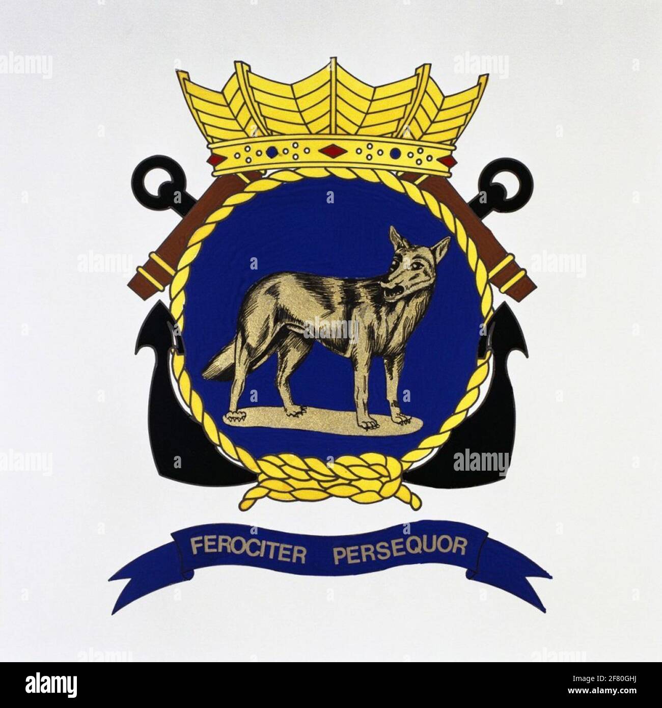 Wolf Emblem Spell Ferociter Persequor I Chase Until The End Refers To The Name Giver And One Of Its Properties Logo Lined By Hr Ms Wolf 1954 1984 Stock Photo Alamy