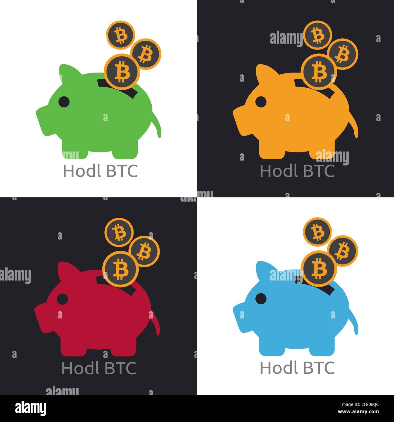 Saving piggy bank with bitcoin, with the name hodl ,multicolor  cryptocurrency icon design vector Stock Vector Image & Art - Alamy