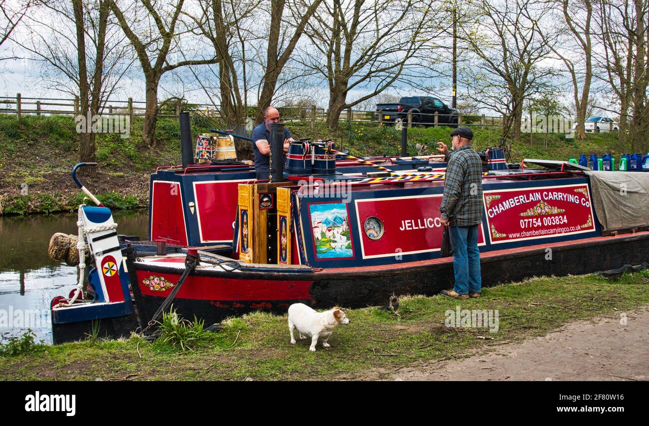 Canal and Narrow Boat scenes on the Trent Mersey Canal at Willington Wharf South Derbyshire Stock Photo