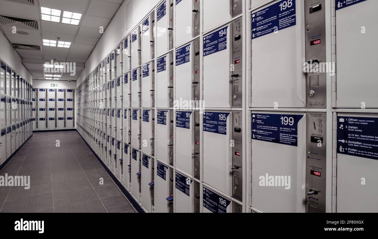 Lockers for safe storage of luggage Stock Photo Alamy
