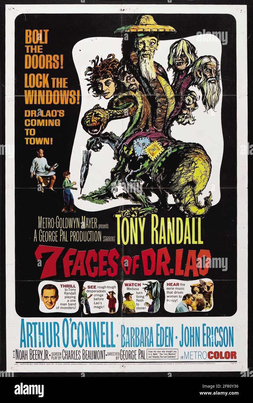 A vintage B-Movie action film poster for The Seven Faces of Dr Lao Stock Photo