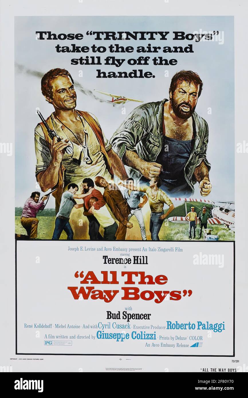 A vintage B-Movie action film poster for All the Way Boys Stock Photo