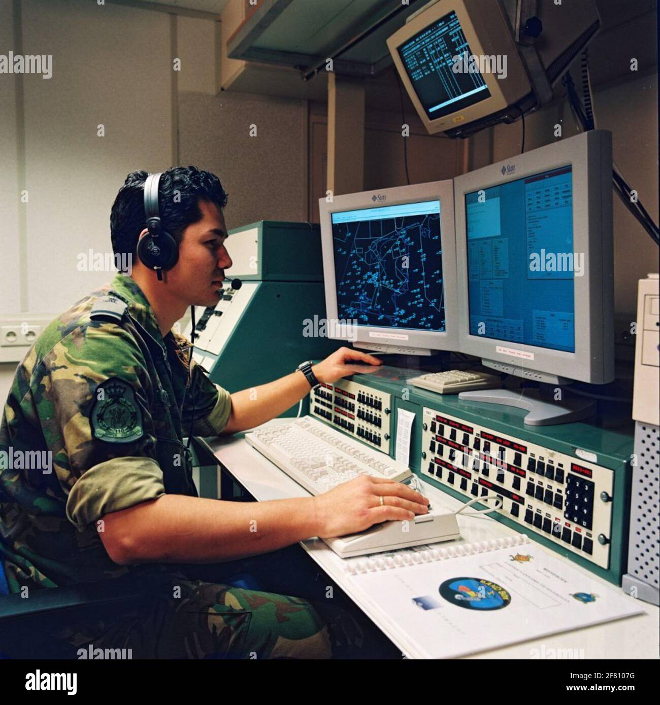 An employee of the combat line ('bandbox') at the AIR operations and ...