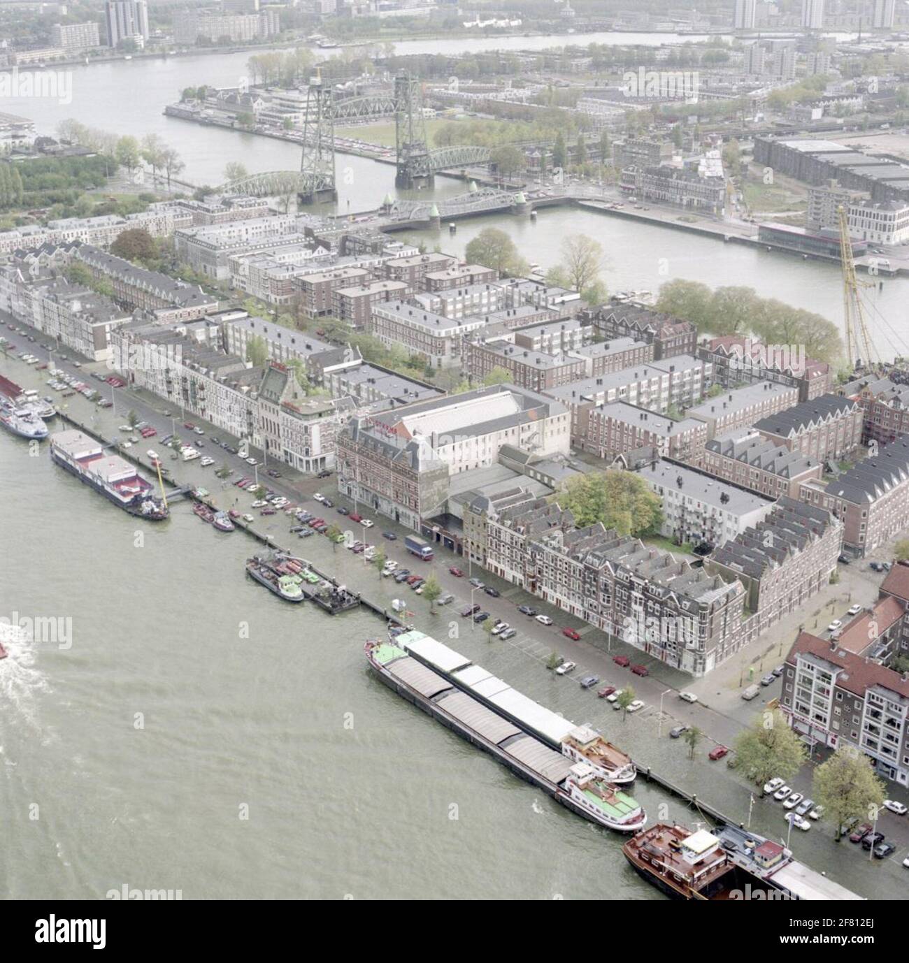 Aerial recording of Rotterdam, Noordereiland, 1993 Stock Photo Alamy