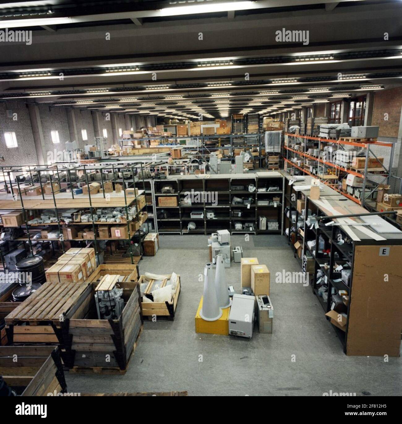 Meob Den Helder. The front part of the photo is the warehouse recovered goods (MHG) of the Marine electronic and optical company (MeOB). The MHG is part of the warehouse for ship electronics and accessories (raze). Stock Photo