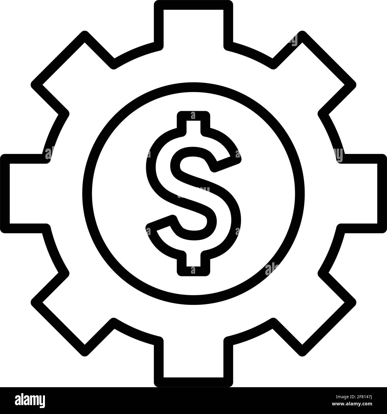 Gear,, money, dollar, factory, development cost icon is isolated on white background. Simple vector illustration for graphic and web design or commerc Stock Vector