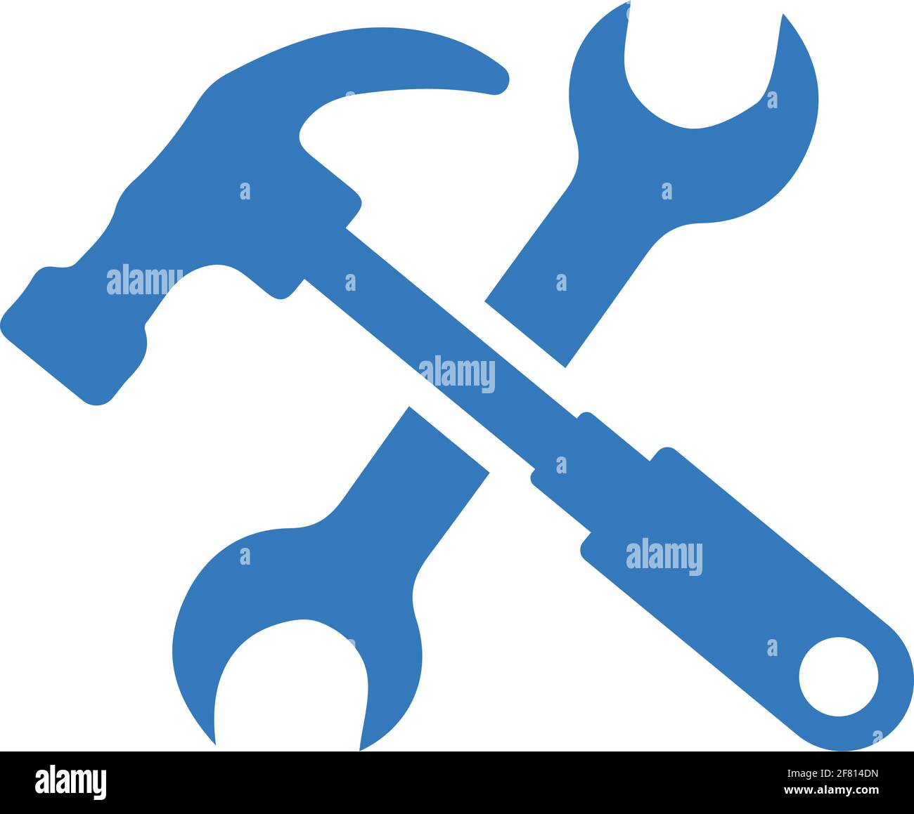 Hammer, wrench, spanner, repair tools icon is isolated on white ...