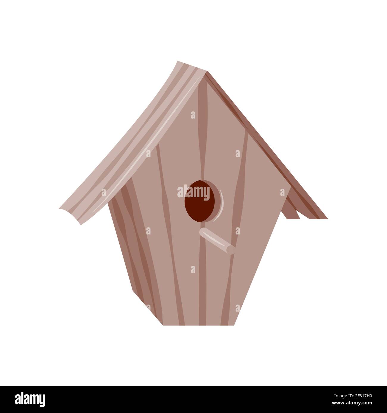 Brown wooden birdhouse illustration isolated on white background Stock Vector