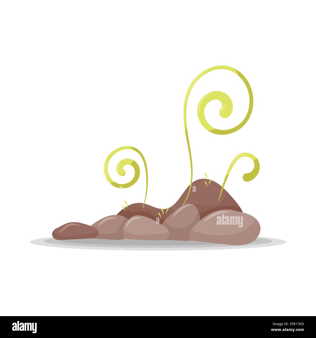 Flowerbed with sprouts isolated on white background Stock Vector