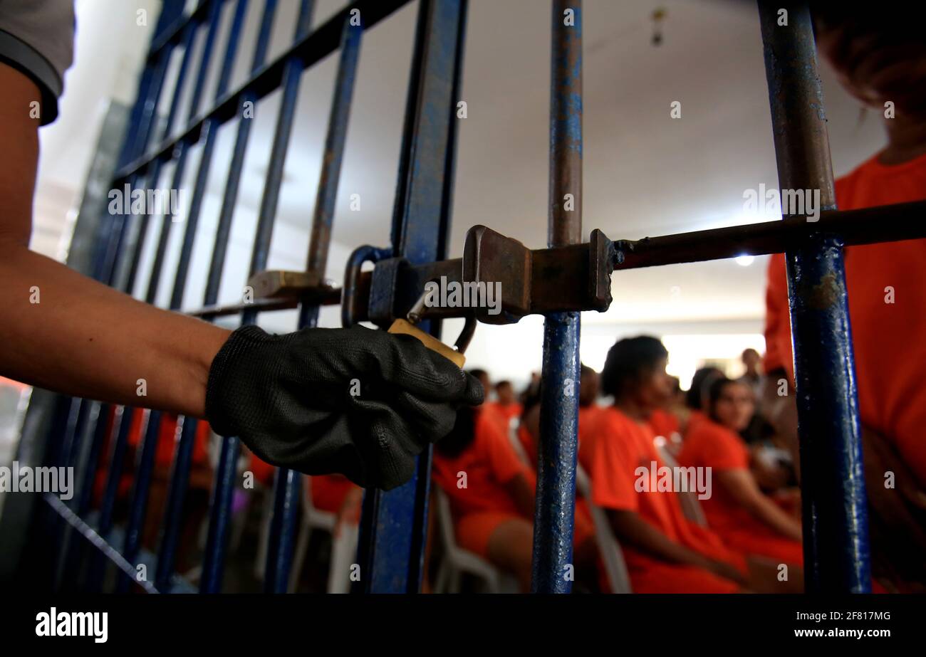 salvador, bahia / brazil - july 25, 2016: Inmates from the Female Prison of Salvador are seen in the prison unit.        *** Local Caption *** Stock Photo