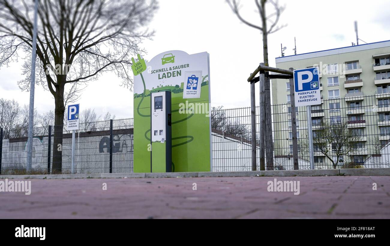 LüNEN, GERMANY Apr 05, 2021 Electric charging station and parking