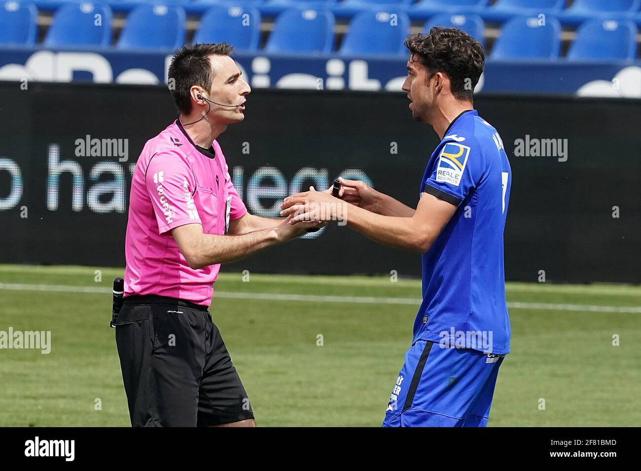 Spanish Referee Ricardo De Burgos Bengoetxea With Jaime Mata During La Liga Match April 10 21 Photo By Acero Alter Photos Sipa Usa Stock Photo Alamy