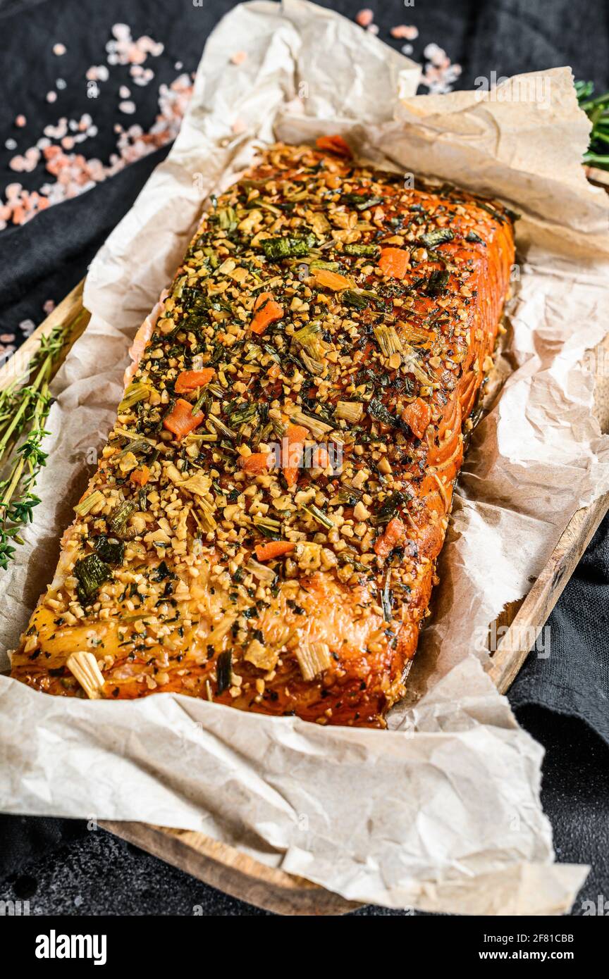 A healthy diet high protein, smoked atlantic salmon fillet. trout