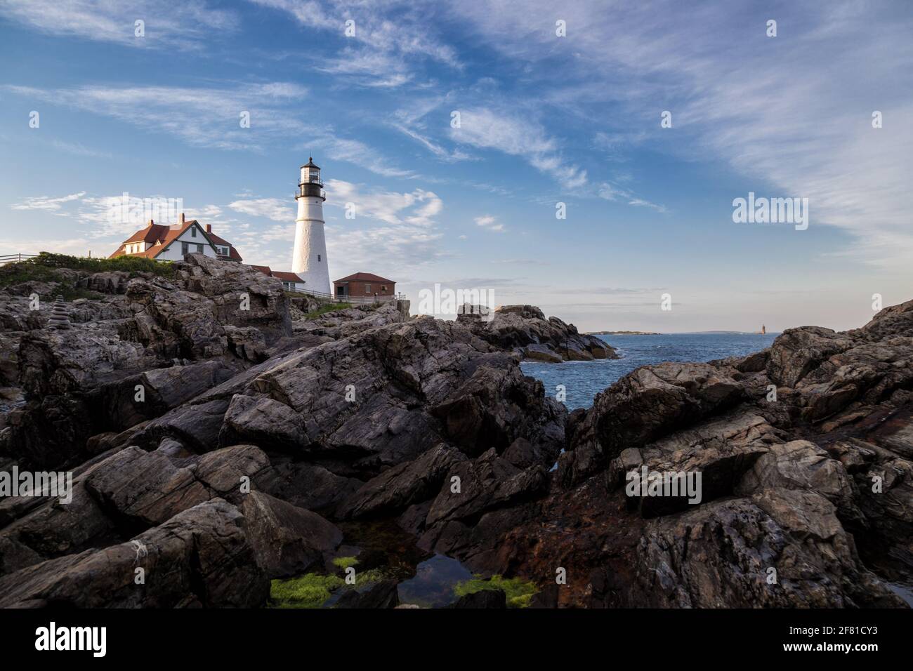 Portland Headlight in Cape Elizabeth, Maine Stock Photo Alamy