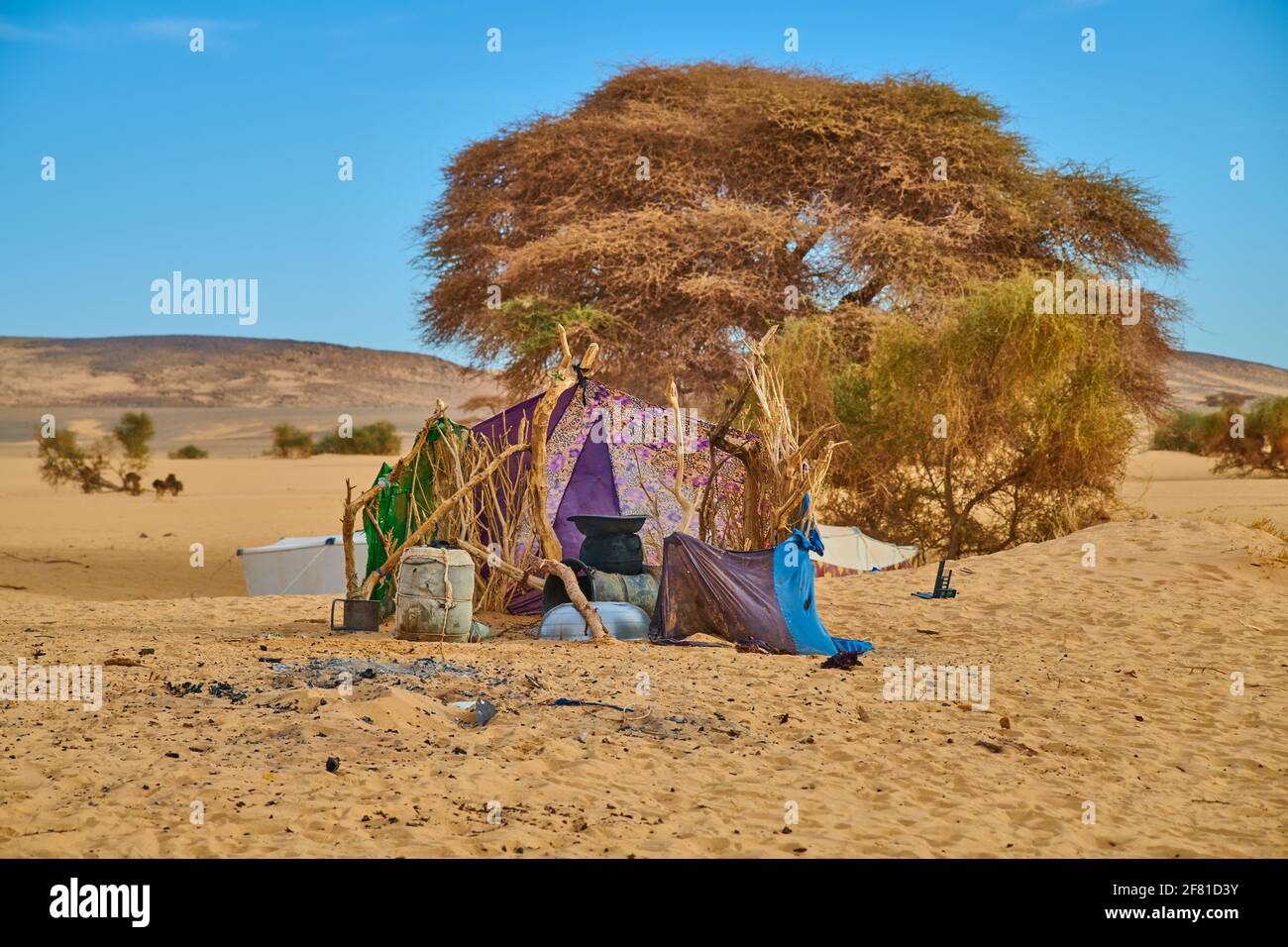 Nomad Tent in the Sahara Stock Photo