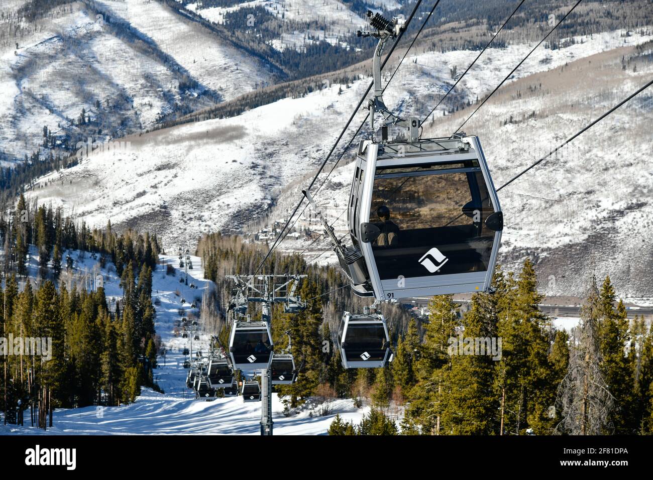 Ski gondola lift with mountains on background. Vail Ski resort in Colorado, USA Stock Photo Alamy