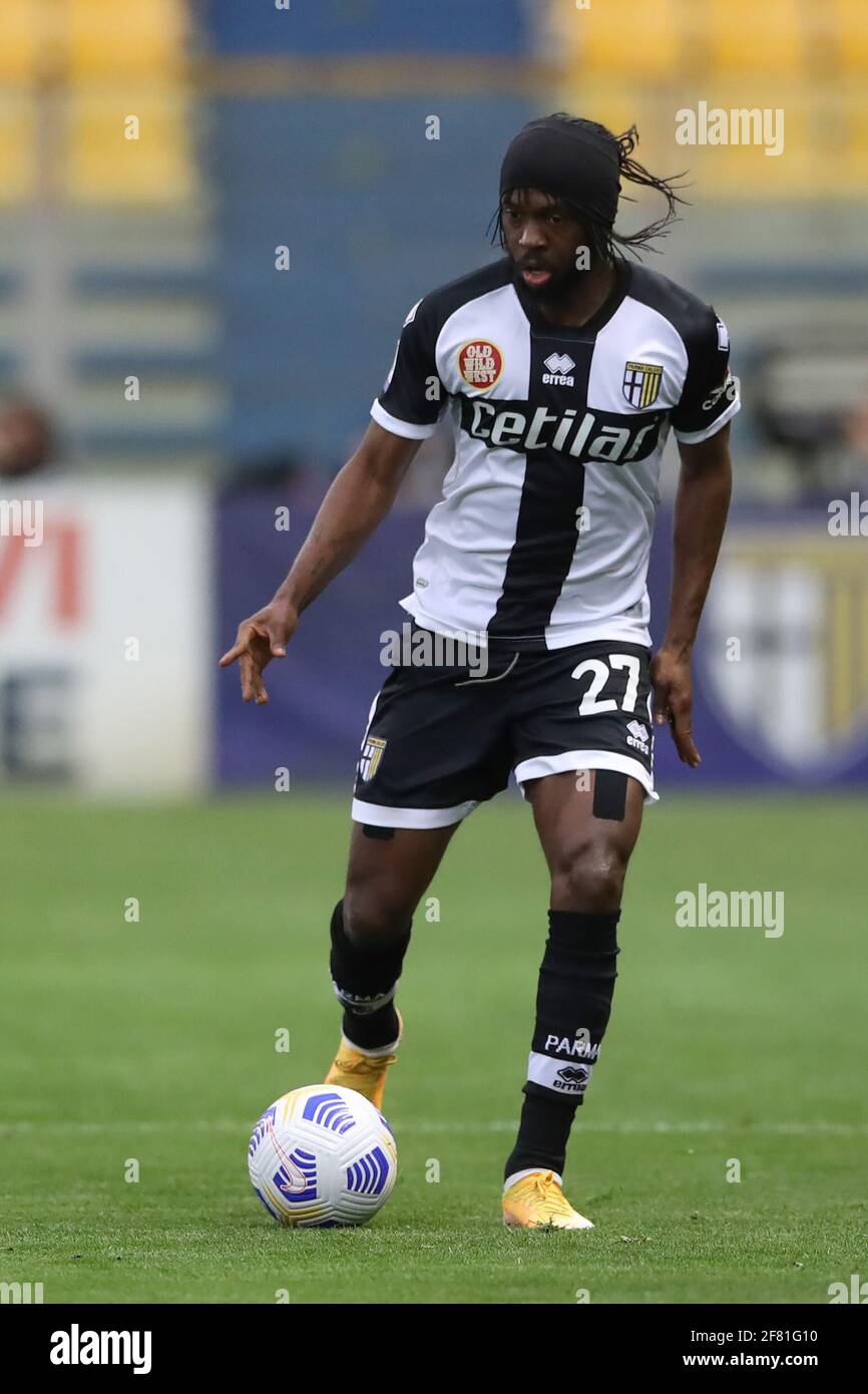 Parma, Italy, 10th April 2021. Gervinho of Parma Calcio during the Serie A match at Stadio Ennio Tardini, Parma. Picture credit should read: Jonathan Moscrop / Sportimage Credit: Sportimage/Alamy Live News Stock Photo