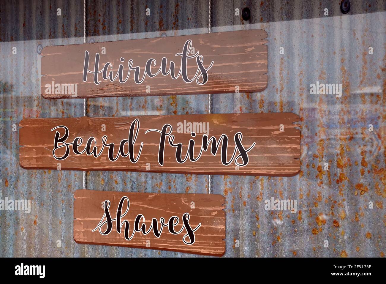 Yeppoon, Queensland, Australia April 2021 Barber shop window signage