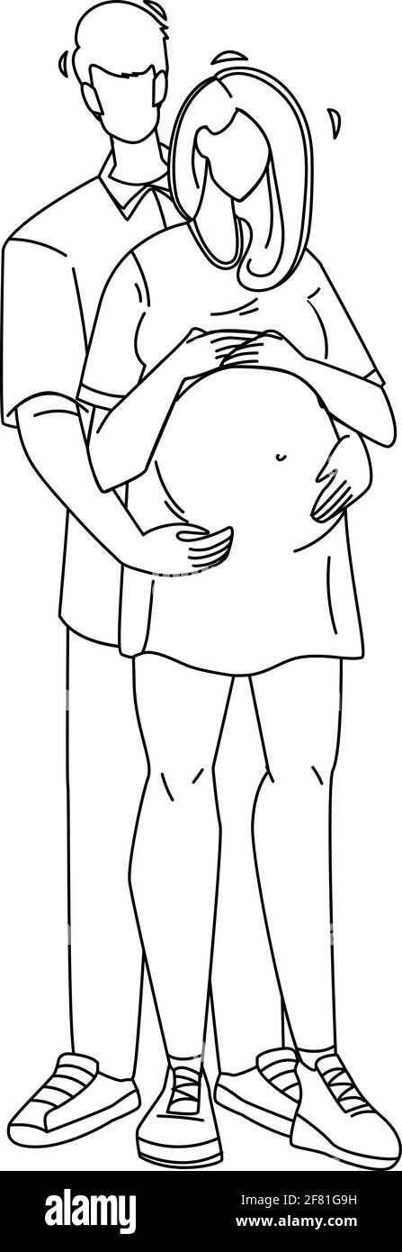 Happy Couple Maternity Pose Husband and Wife Pregnant Line Art illustration  6141029 Vector Art at Vecteezy