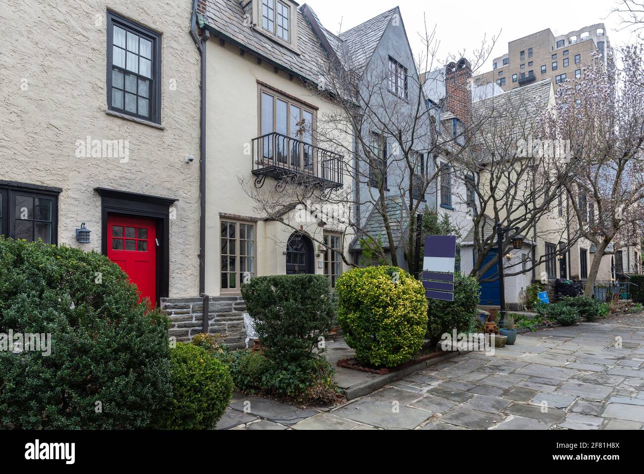 Rows of brownstone apartment buildings in Center City with windows