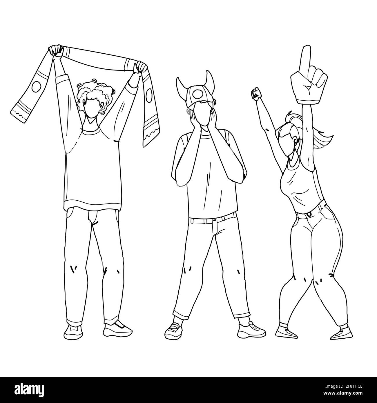 Sports Fans Cheering And Shouting Together Vector Stock Vector