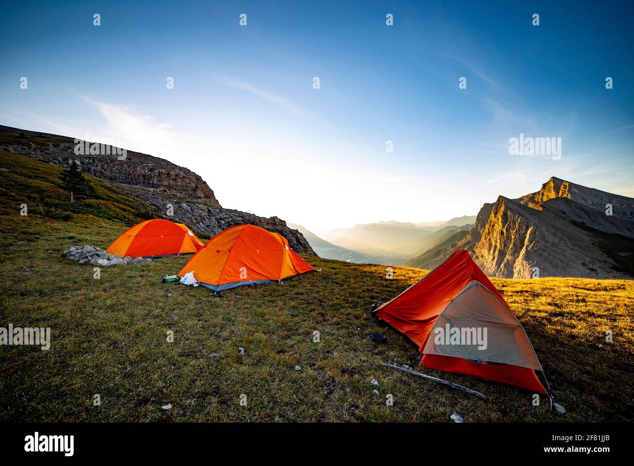 tents on top of a mountain Stock Photo - Alamy