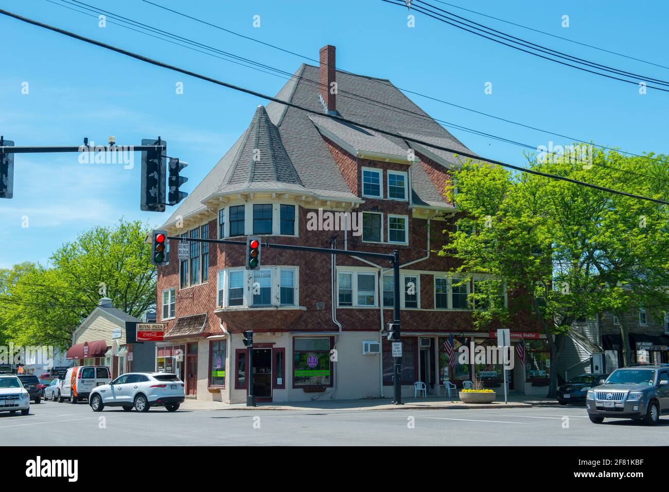 Historic commercial building on Main Street at North Street in Medfield