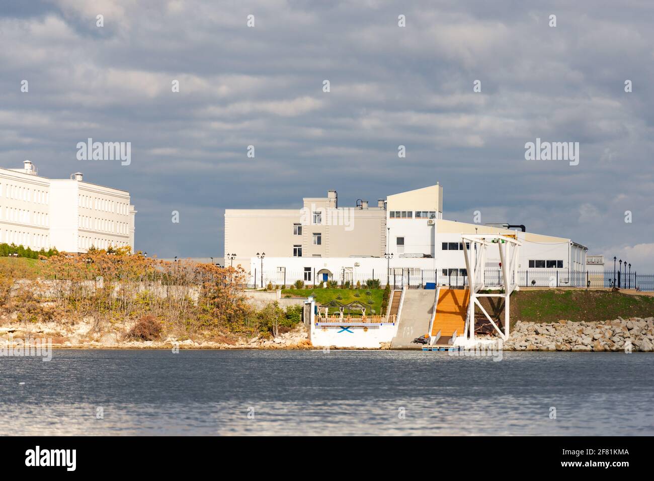 Sevastopol Presidential Cadet School. View of the pier from the bay. Stock Photo