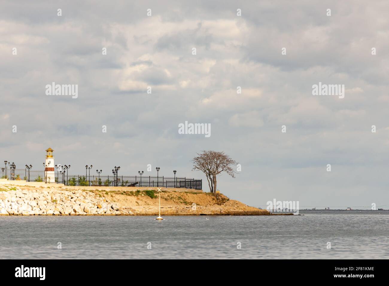 Sevastopol Presidential Cadet School. View of the pier from the bay. Exit from Streletskaya Bay Stock Photo